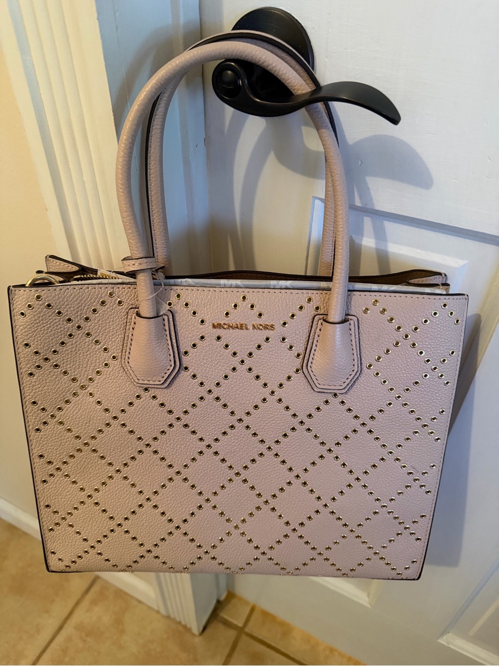 Michael Kors Blush Pink Studded Leather Satchel